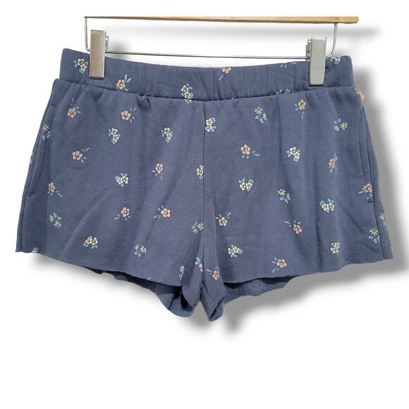 Colsie Women's Loungewear blue floral fleece shorts with pockets - various sizes - Picture 1 of 6